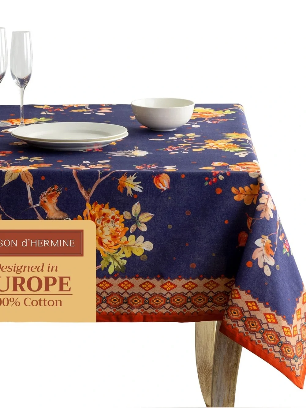 Maison D' Hermine Table Cloth Square Table 100% Cotton 54 X 54 Kelim - Infinity)